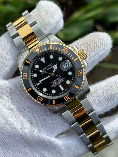 SEIKO MOD | SUBMARINER | TWO TONE | BLACK DIAL