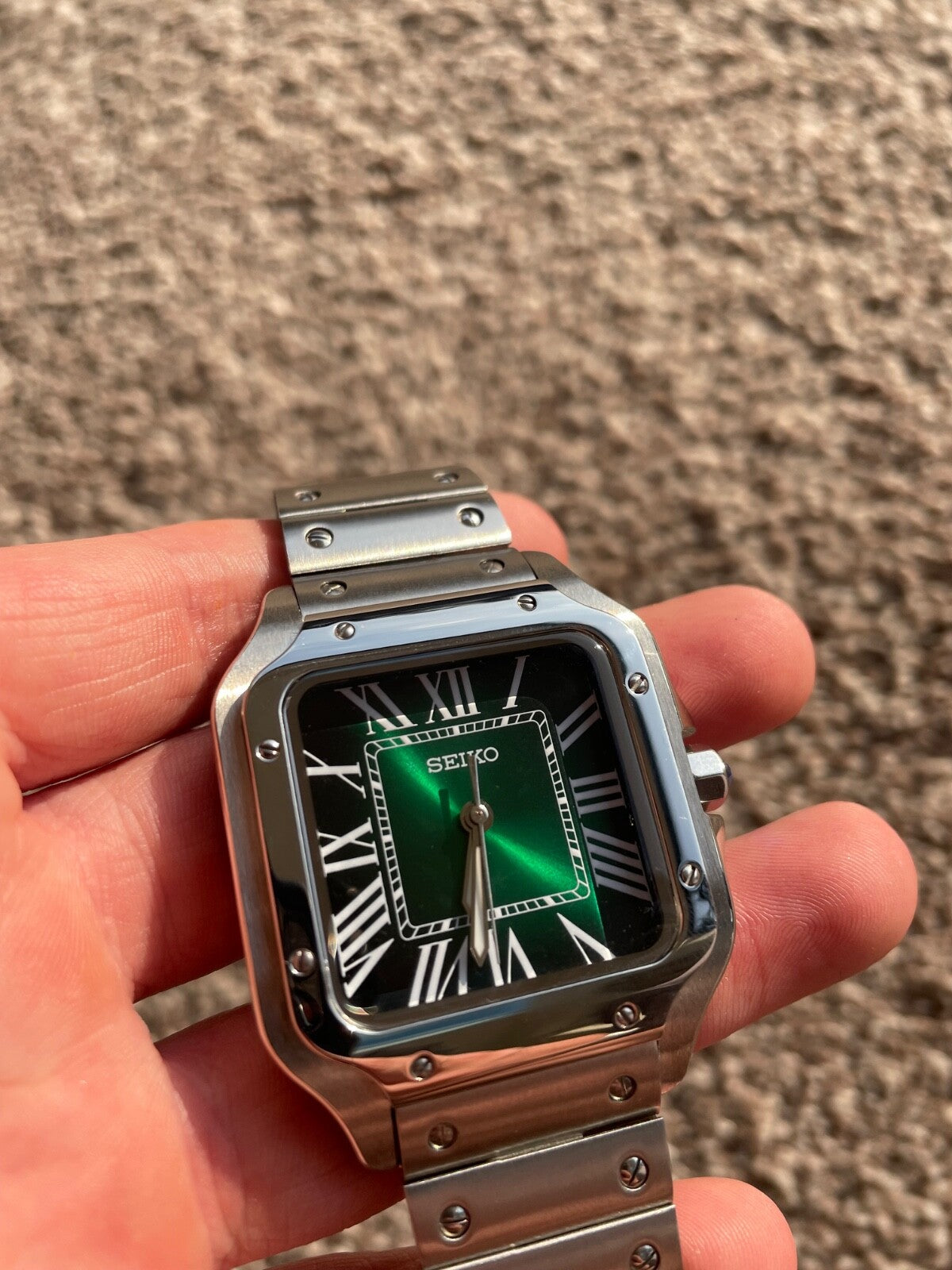SEIKO MOD | SANTOS | SILVER | FOREST GREEN ROMAN DIAL