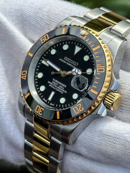 SEIKO MOD | SUBMARINER | TWO TONE | BLACK DIAL