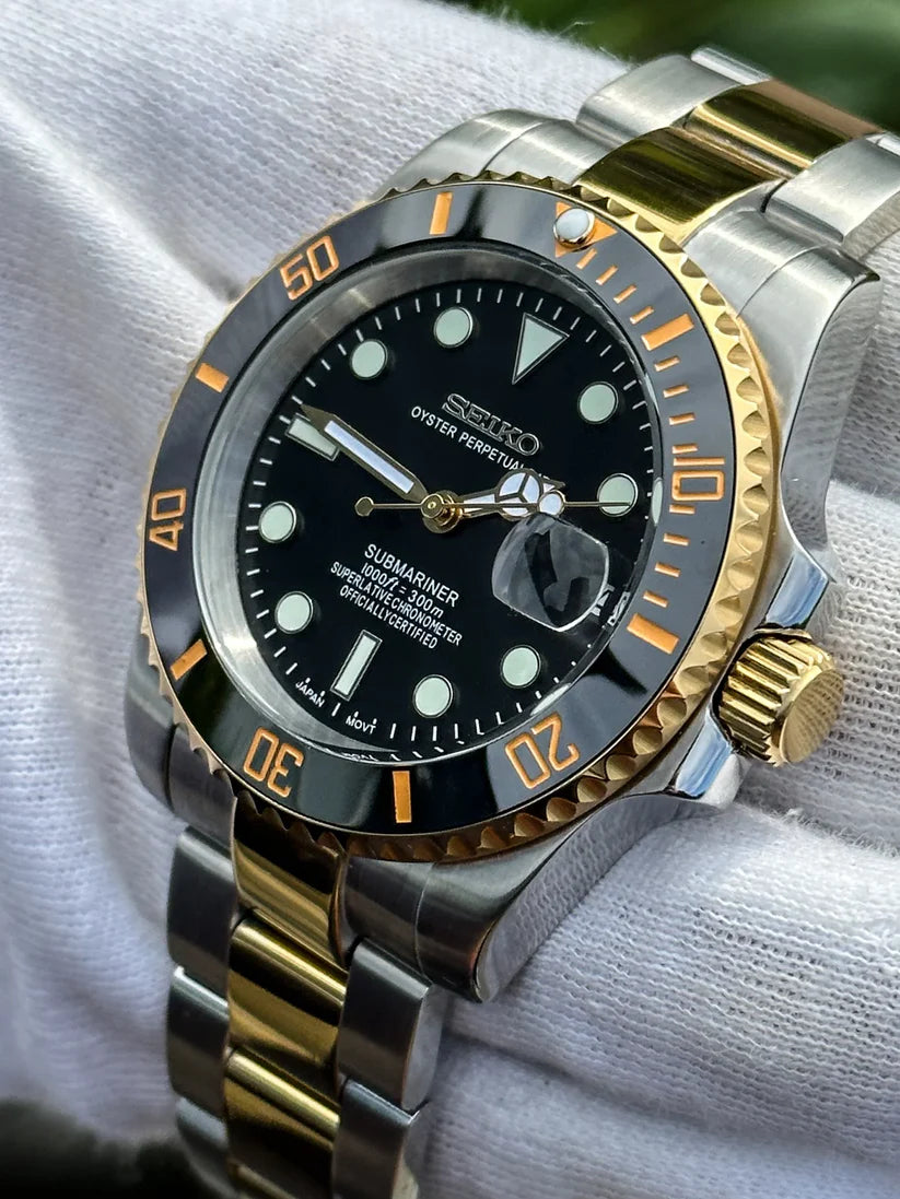 SEIKO MOD | SUBMARINER | TWO TONE | BLACK DIAL