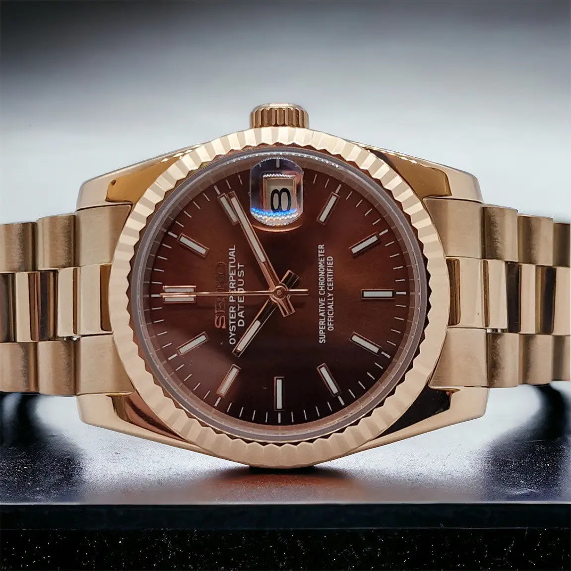 SEIKO MOD | DATE JUST | ROSE GOLD | BROWN DIAL