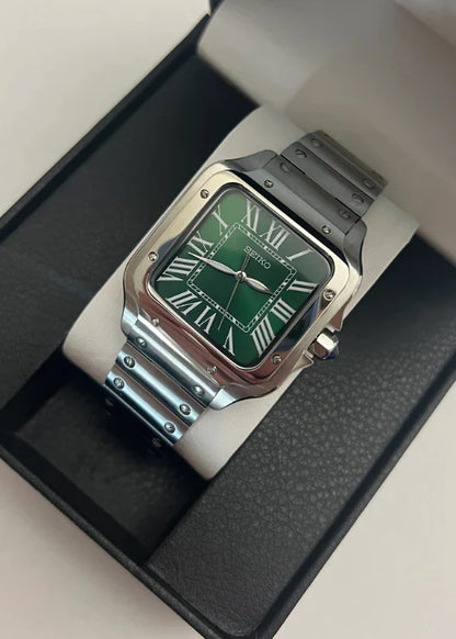 SEIKO MOD | SANTOS | SILVER | FOREST GREEN ROMAN DIAL