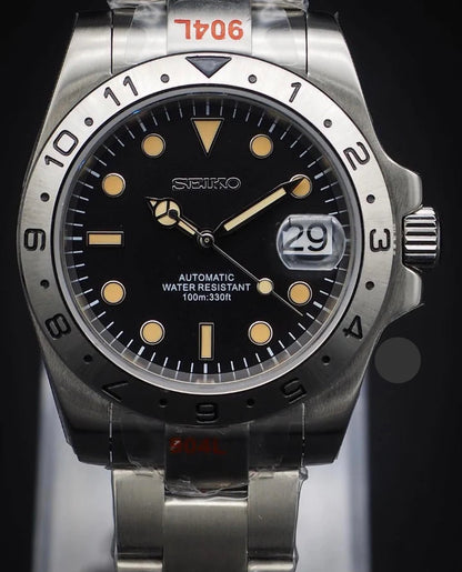SEIKO MOD | EXPLORER | SILVER | BLACK DIAL