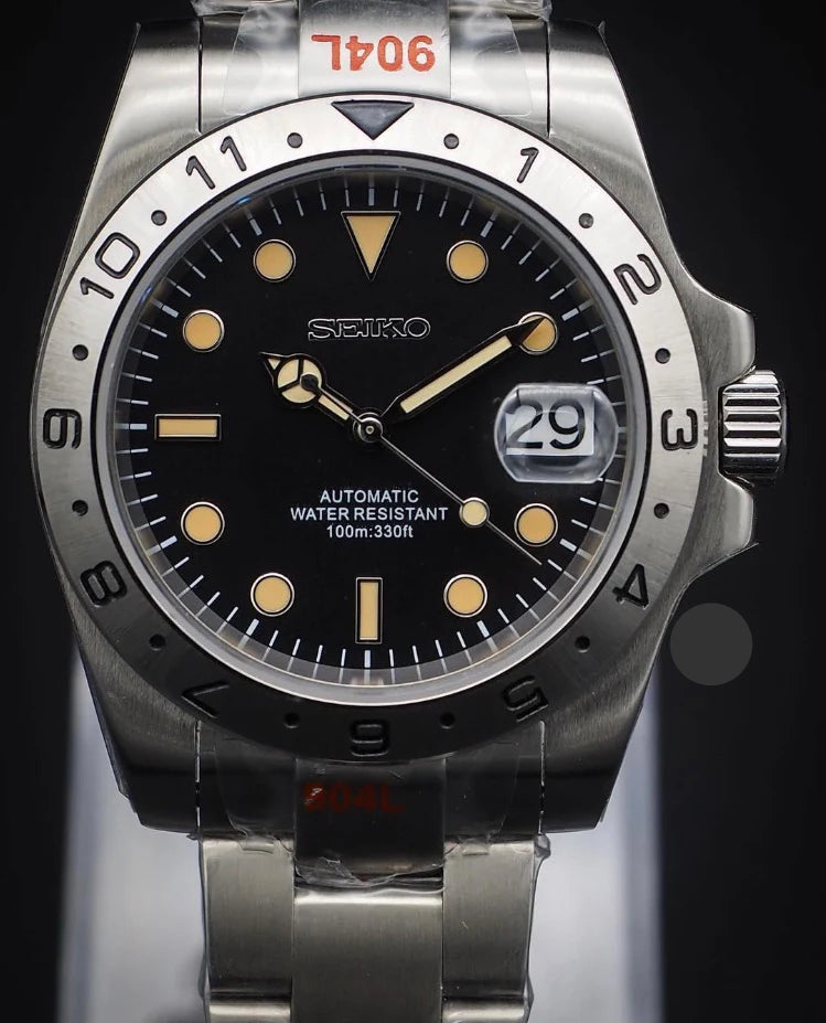 SEIKO MOD | EXPLORER | SILVER | BLACK DIAL