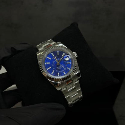 SEIKO MOD | SKY DWELLER DATE | SILVER | BLUE INDEX DIAL