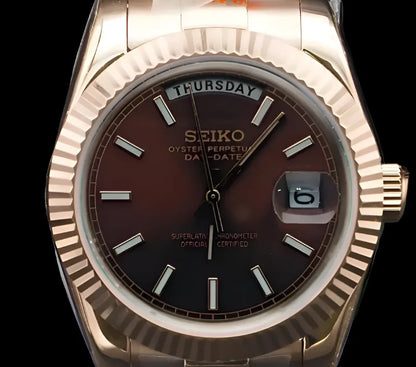 SEIKO MOD | DAY DATE | ROSE GOLD | CHOCO BROWN ROMAN DIAL
