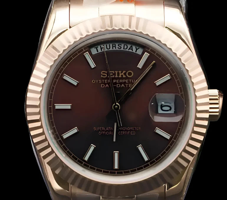 SEIKO MOD | DAY DATE | ROSE GOLD | CHOCO BROWN ROMAN DIAL