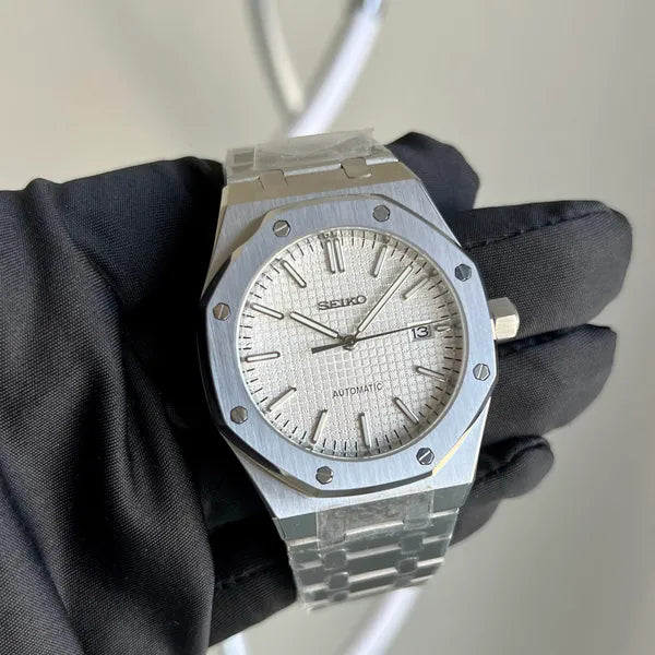 SEIKO MOD | ROYAL OAK | SILVER | WHITE INDEX DIAL