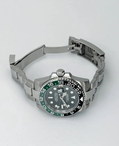 SEIKO MOD | SPRITE GMT LEFT| SILVER | BLACK DIAL
