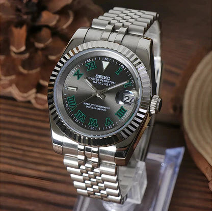 SEIKO MOD | DATE JUST WIMBILDON GREY | SILVER | GREY ROMAN DIAL