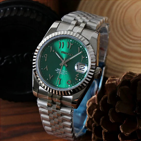 SEIKO MOD | DATE JUST | SILVER | GREEN ARABIC DIAL