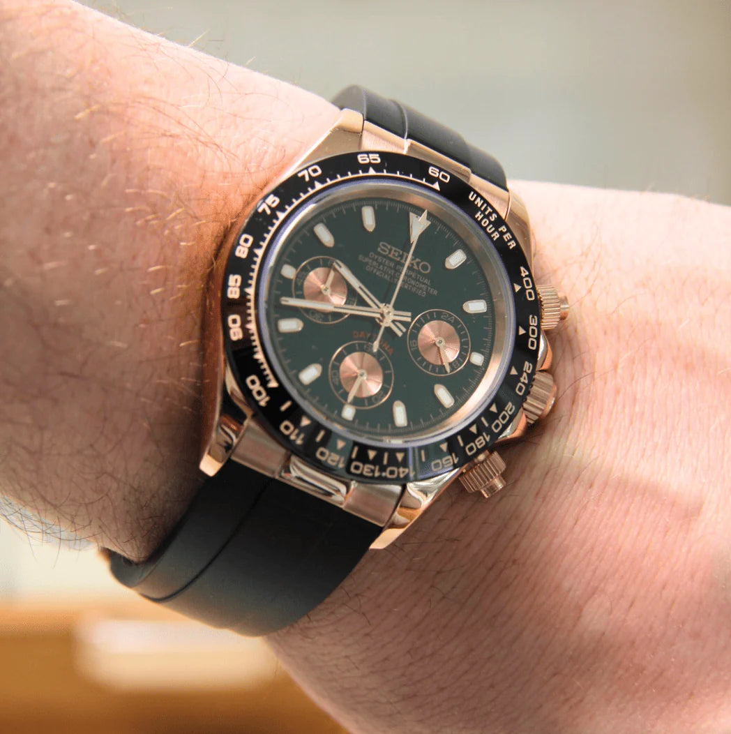 SEIKO MOD | DAYTONA ROSE GOLD | BLACK | BLACK INDEX DIAL