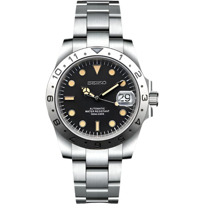 SEIKO MOD | EXPLORER | SILVER | BLACK DIAL