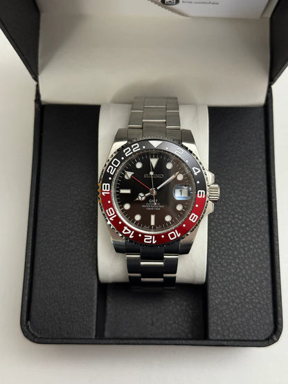 SEIKO MOD | COKE GMT MASTER  | SILVER | BLACK DIAL