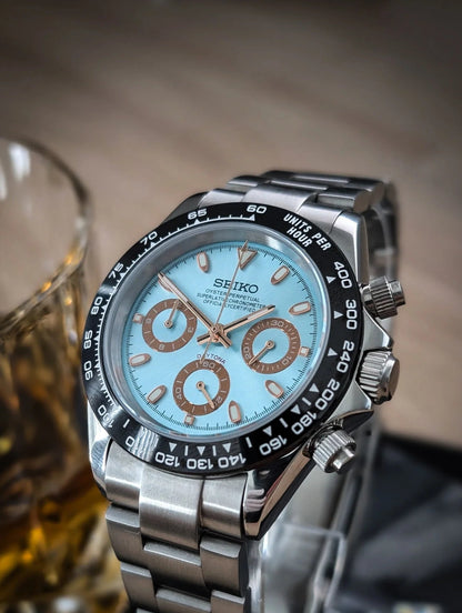 SEIKO MOD | DAYTONA | SILVER | ICE BLUE DIAL