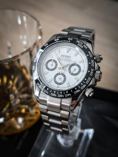 SEIKO MOD | DAYTONA PANDA | SILVER WHITE