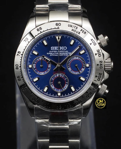 SEIKO MOD | DAYTONA | SILVER| NAVY BLUE DIAL