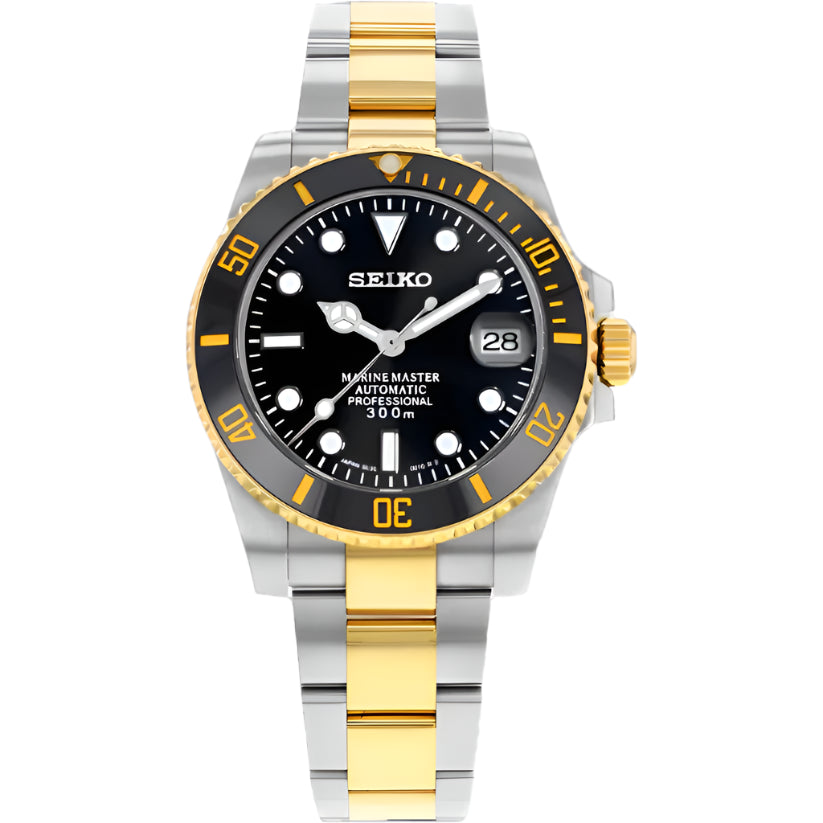 SEIKO MOD | SUBMARINER | TWO TONE | BLACK DIAL