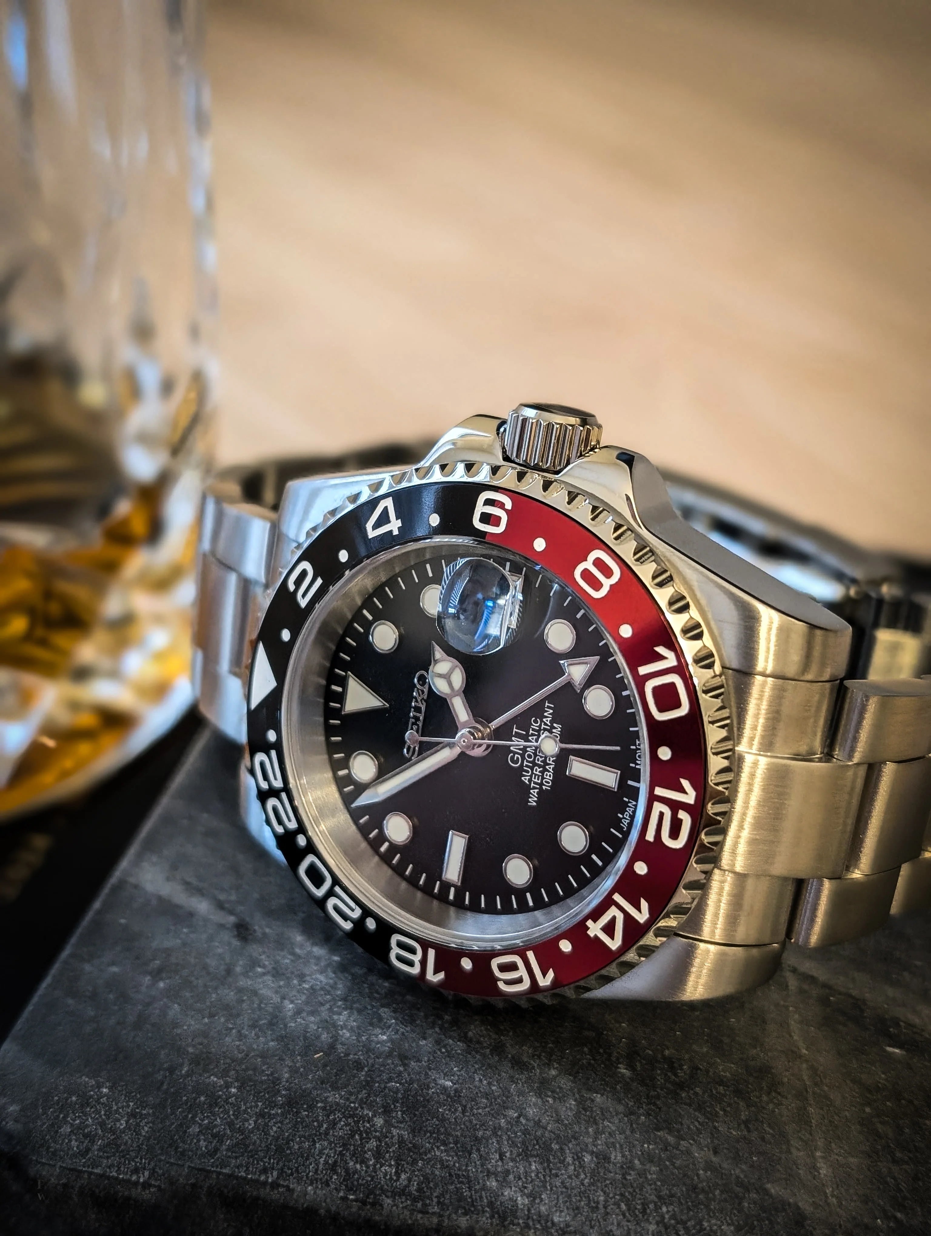 SEIKO MOD | COKE GMT MASTER  | SILVER | BLACK DIAL