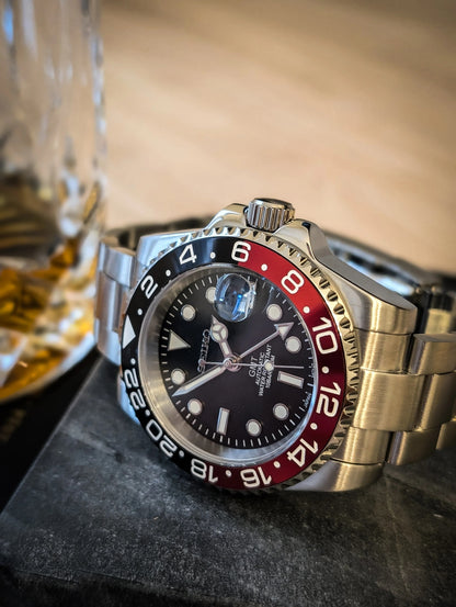 SEIKO MOD | COKE GMT MASTER  | SILVER | BLACK DIAL