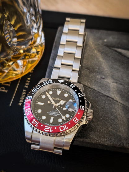 SEIKO MOD | COKE GMT MASTER  | SILVER | BLACK DIAL