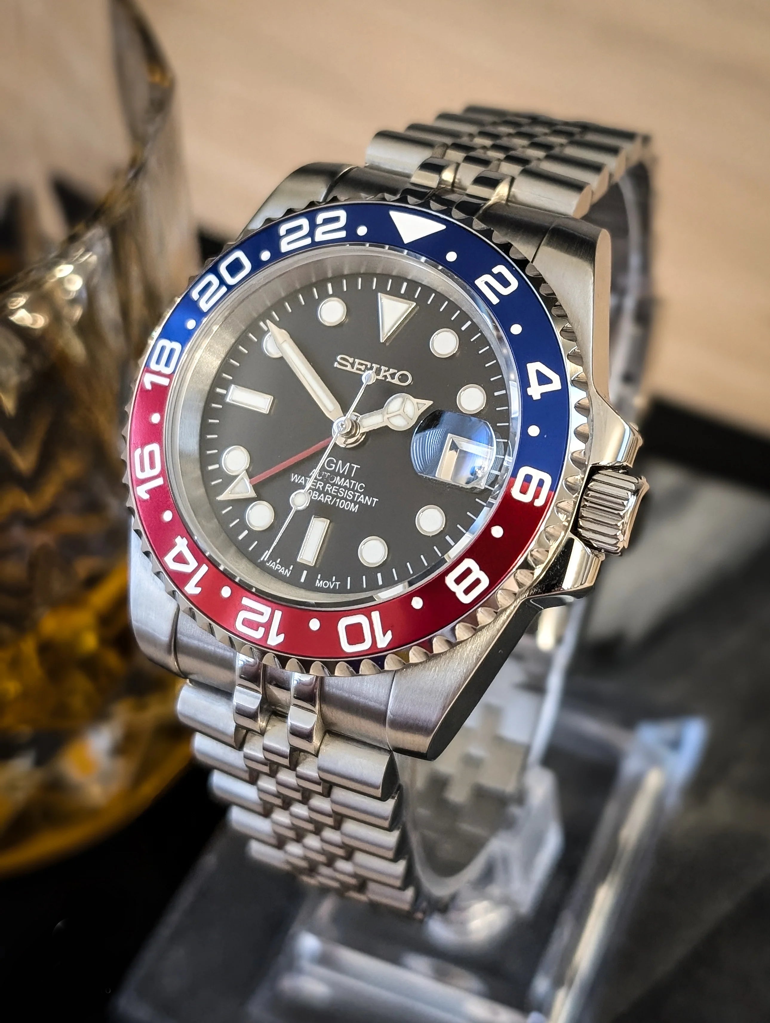 SEIKO MOD | PEPSI GMT | SILVER JUBLEE | BLACK DIAL