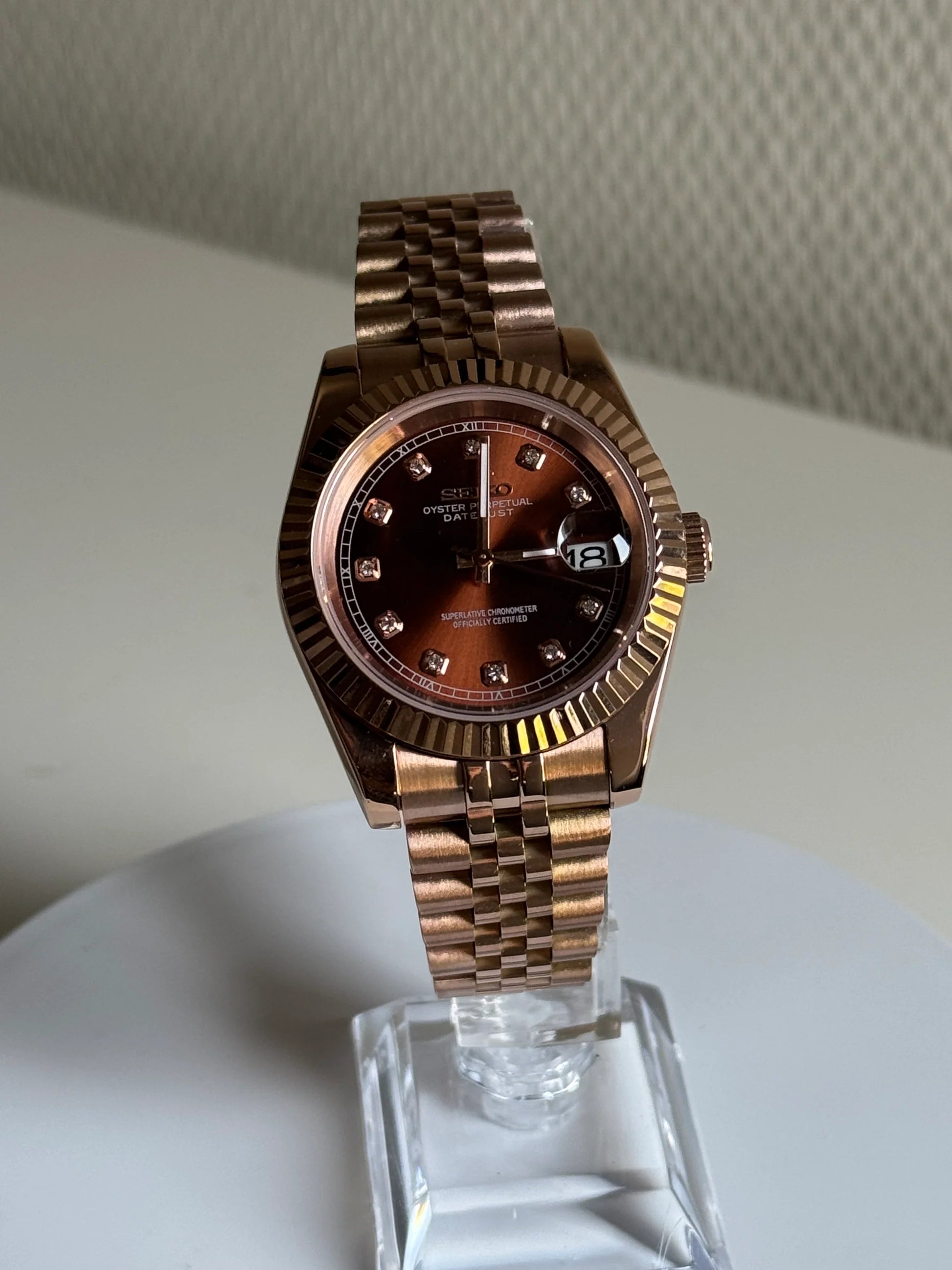 SEIKO MOD | DATE JUST| ROSE GOLD | BROWN STONE DIAL