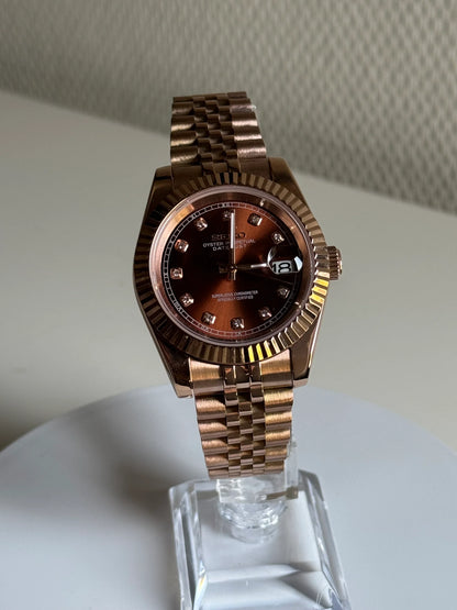 SEIKO MOD | DATE JUST| ROSE GOLD | BROWN STONE DIAL