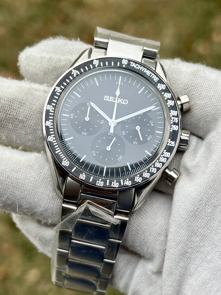 SEIKO MOD | OMEGA SPEED MASTER | SILVER| BLACK INDEX DIAL