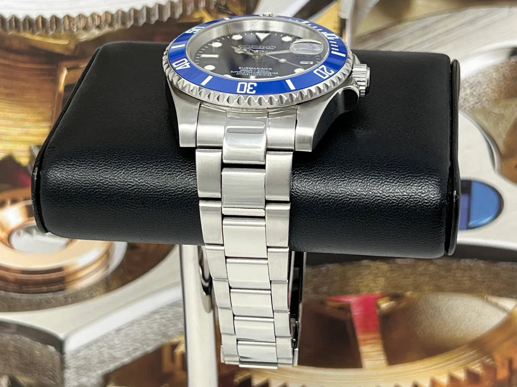 SEIKO MOD | SUBMARINER MASTER SMURF | SILVER | BLACK DIAL