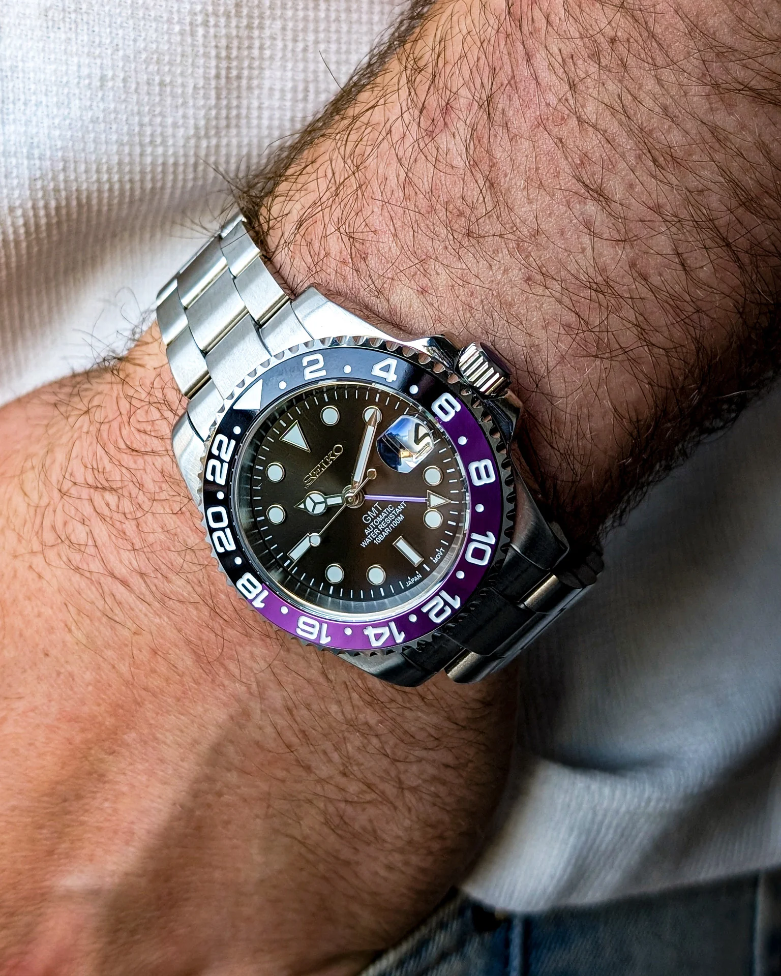 SEIKO MOD | SUBMARINER JOCKER | SILVER | BLACK DIAL