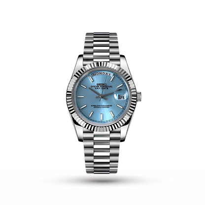 SEIKO MOD | DAY DATE| SILVER | ICE BLUE INDEX DIAL