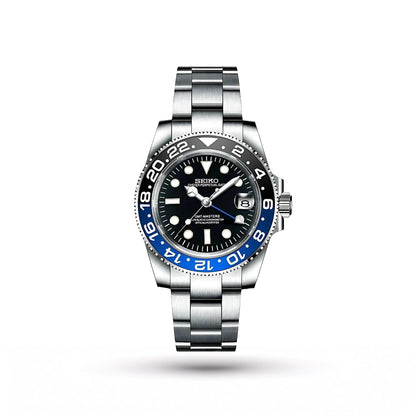 SEIKO MOD | BATMAN GMT MASTER II | SILVER | BLACK DIAL