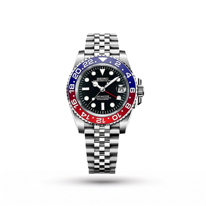 SEIKO MOD | PEPSI GMT MASTER II | SILVER | BLACK DIAL