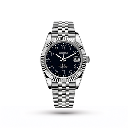 SEIKO MOD | DATE JUST | SILVER | BLACK ARABIC DIAL