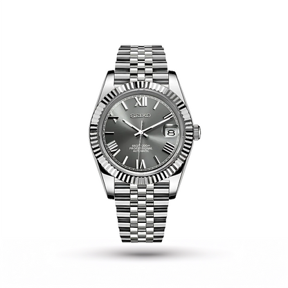 SEIKO MOD | DATE JUST | SILVER | CHARCOL GREY ROMAN DIAL
