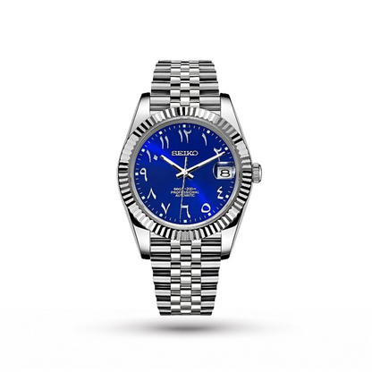 SEIKO MOD | DAY JUST | SILVER | ABYSS BLUE ARABIC DIAL