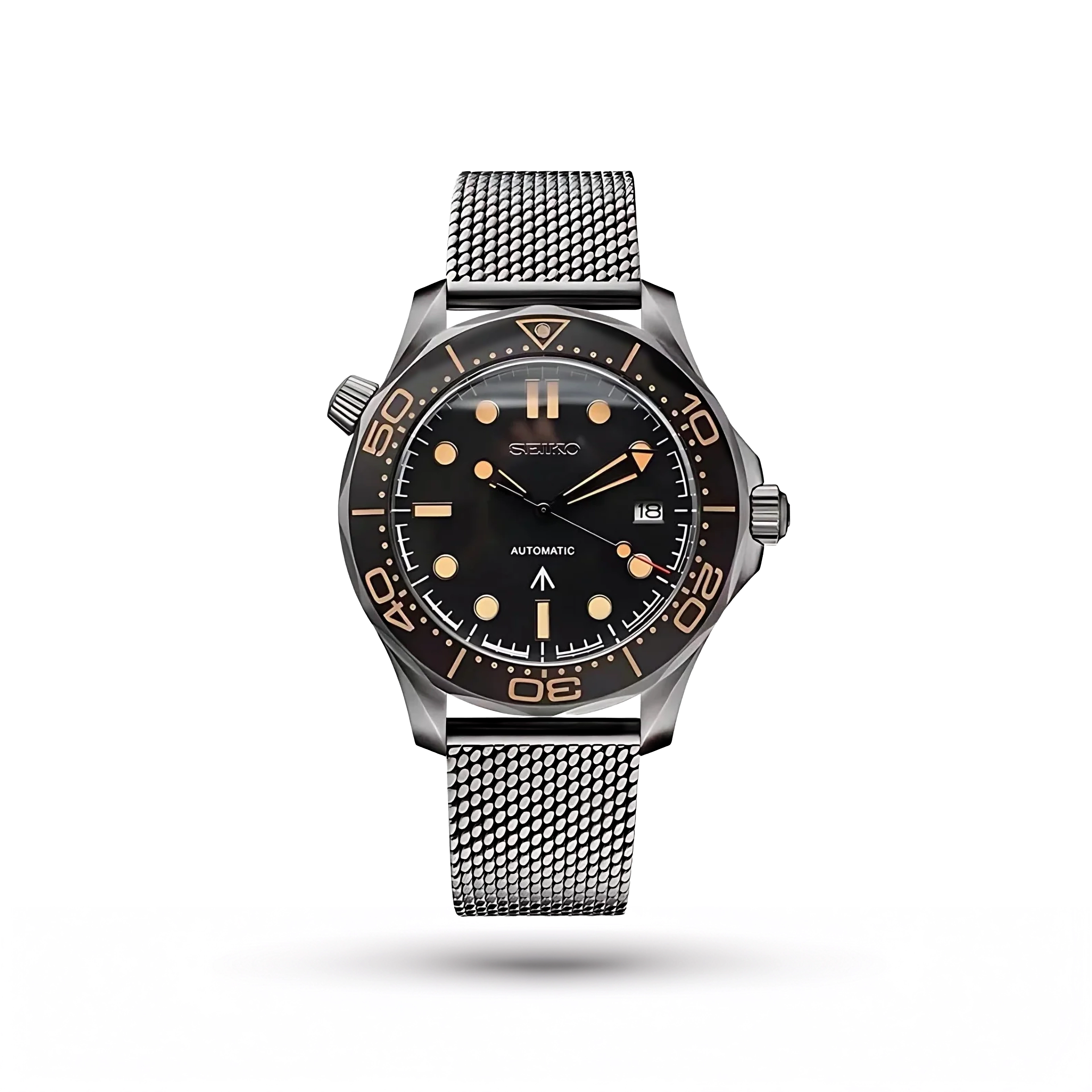 SEIKO MOD | OMEGA  | SILVER | BLACK DIAL