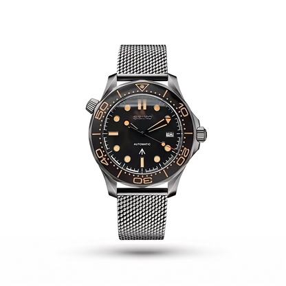 SEIKO MOD | OMEGA  | SILVER | BLACK DIAL