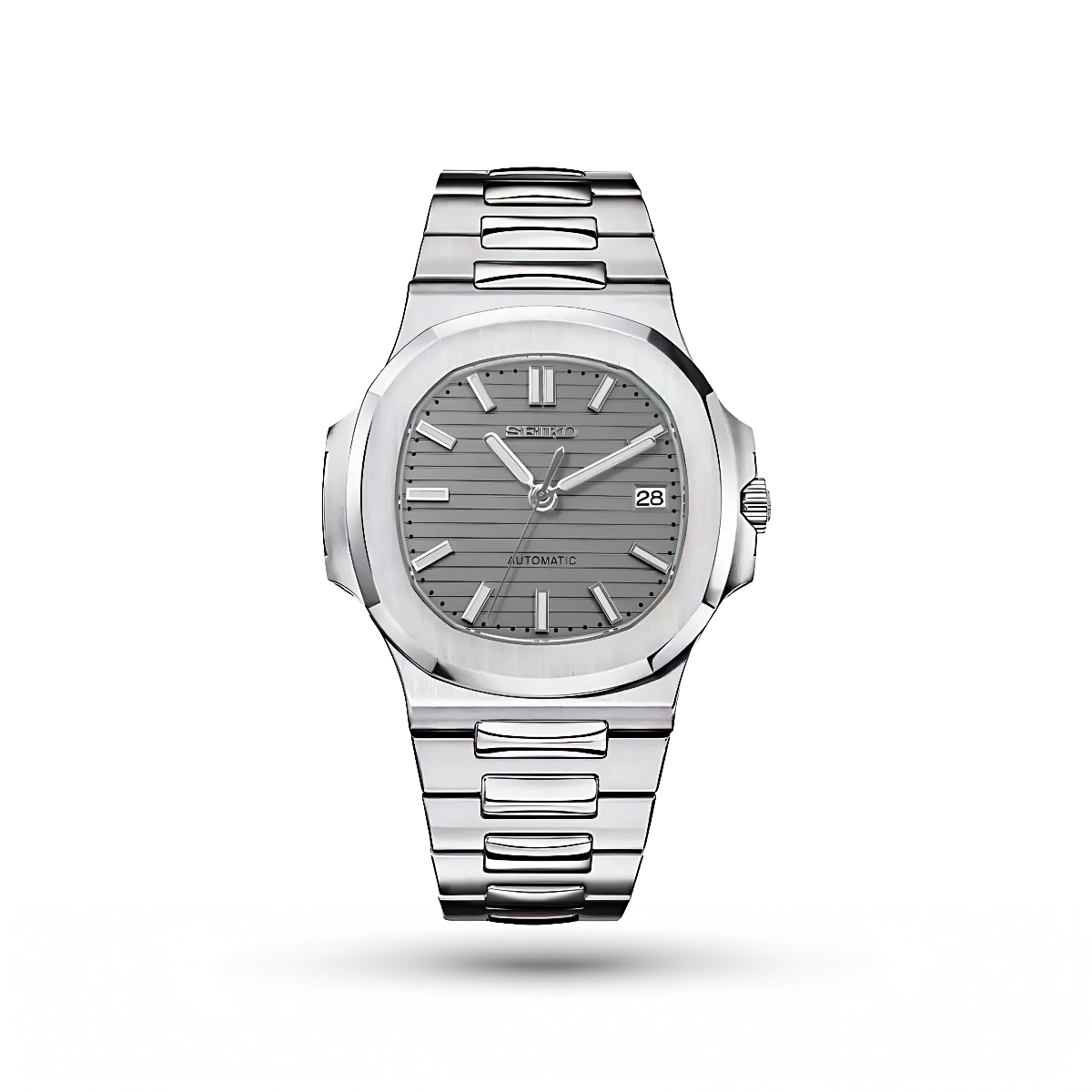 SEIKO MOD | NAUTILUS DATE | SILVER | CHARCOAL GREY INDEX DIAL