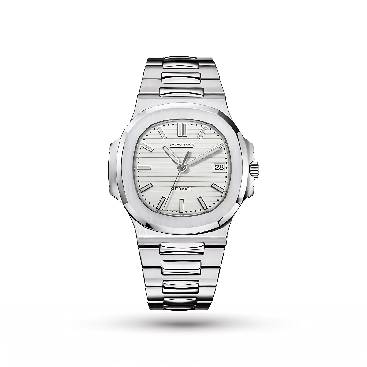 SEIKO MOD | NAUTILUS DATE | SILVER | WHITE INDEX DIAL