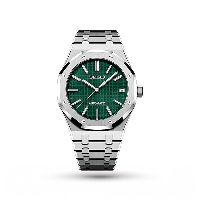 SEIKO MOD |ROYAL OAK | SILVER |FOREST GREEN INDEX DIAL
