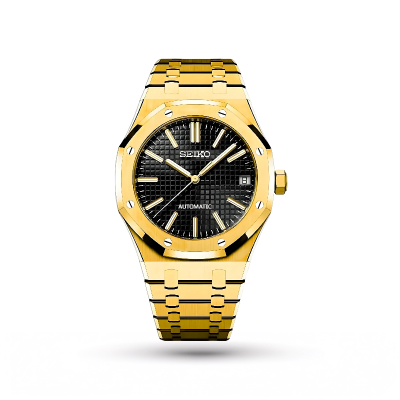 SEIKO MOD | ROYAL OAK | IMPERIAL GOLDEN | BLACK INDEX DIAL