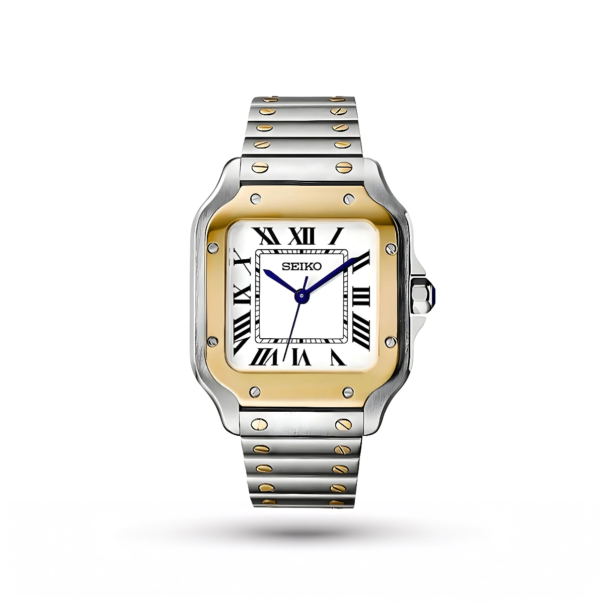 SEIKO MOD |SANTOS |GOLDEN TWO TONE | WHITE ROMAN DIAL