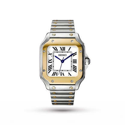 SEIKO MOD |SANTOS |GOLDEN TWO TONE | WHITE ROMAN DIAL