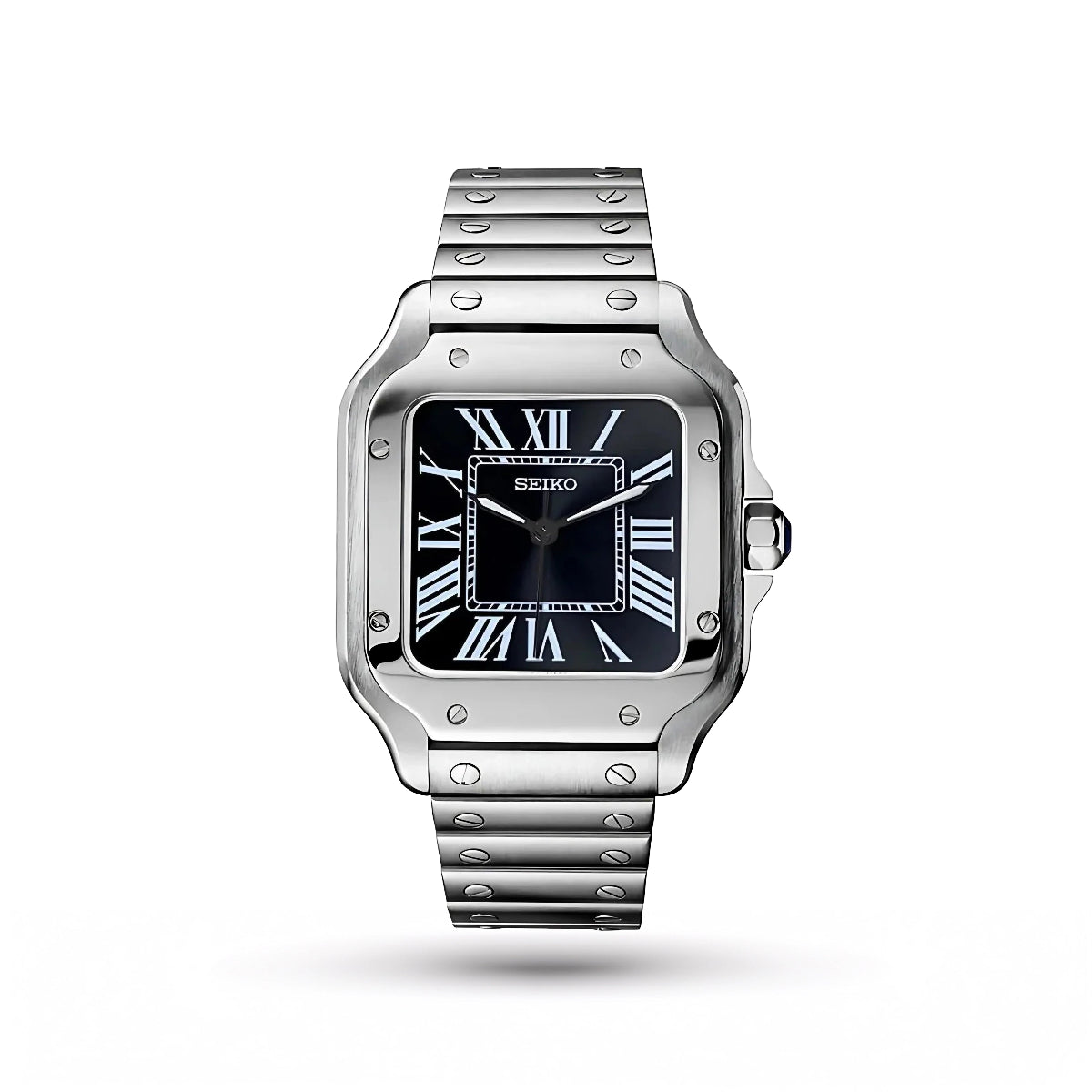 SEIKO MOD | SANTOS | SILVER | BLACK ROMAN DIAL