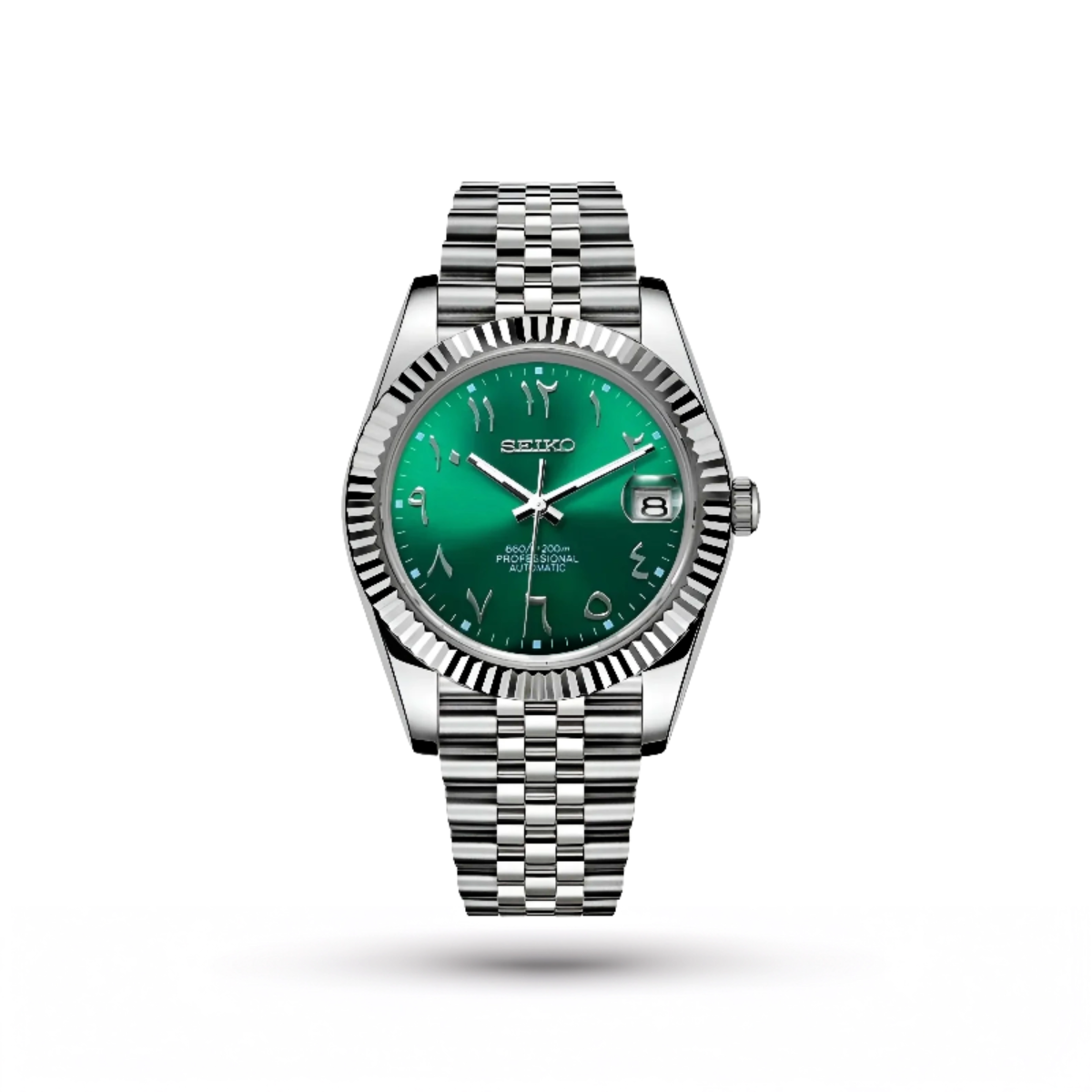 SEIKO MOD | DATE JUST | SILVER | GREEN ARABIC DIAL