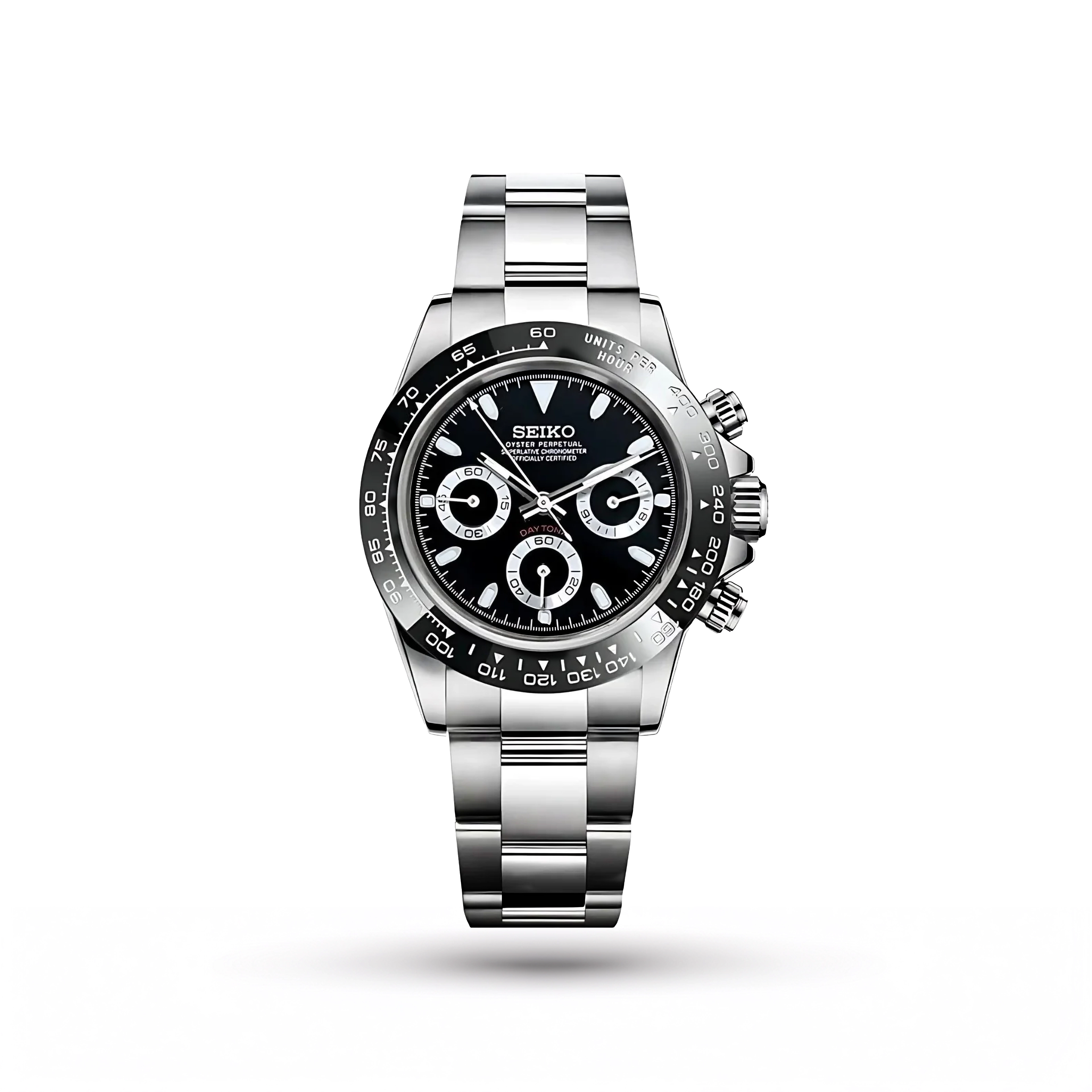 SEIKO MOD | DAYTONA| SILVER | BLACK DIAL