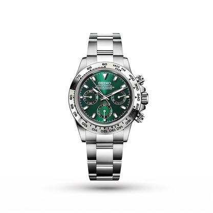 SEIKO MOD | DAYTONA | SILVER | FOREST GREEN INDEX DIAL