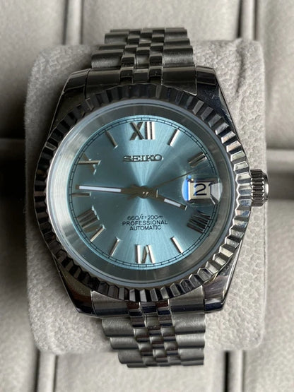 SEIKO MOD | DATE JUST | SILVER | ICE BLUE ROMAN DIAL